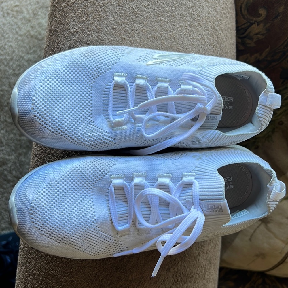 White slip on sketchers